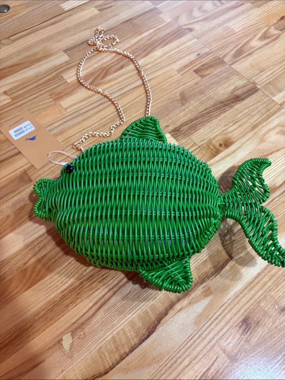Tommy Bahama Green Wicker Fish Crossbody Purse
